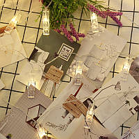 Гірлянда-нитка прищіпки 20 LED довжина 2 метри теплий білий USB