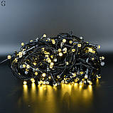Гірлянда Нитка Кристал рубін 8мм LED 500 ламп Чорний дріт Теплий білий, фото 2