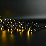 Гірлянда Нитка Кристал рубін 8мм LED 500 ламп Чорний дріт Теплий білий, фото 3