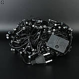 Гірлянда Нитка Кристал рубін 8мм LED 500 ламп Чорний дріт Теплий білий, фото 5