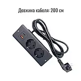 Вбудована розетка меблева Folem RZS, для столу з Type-C, USB, швидке заряджання PD 20W, врізна подвійна — Чорний, фото 2