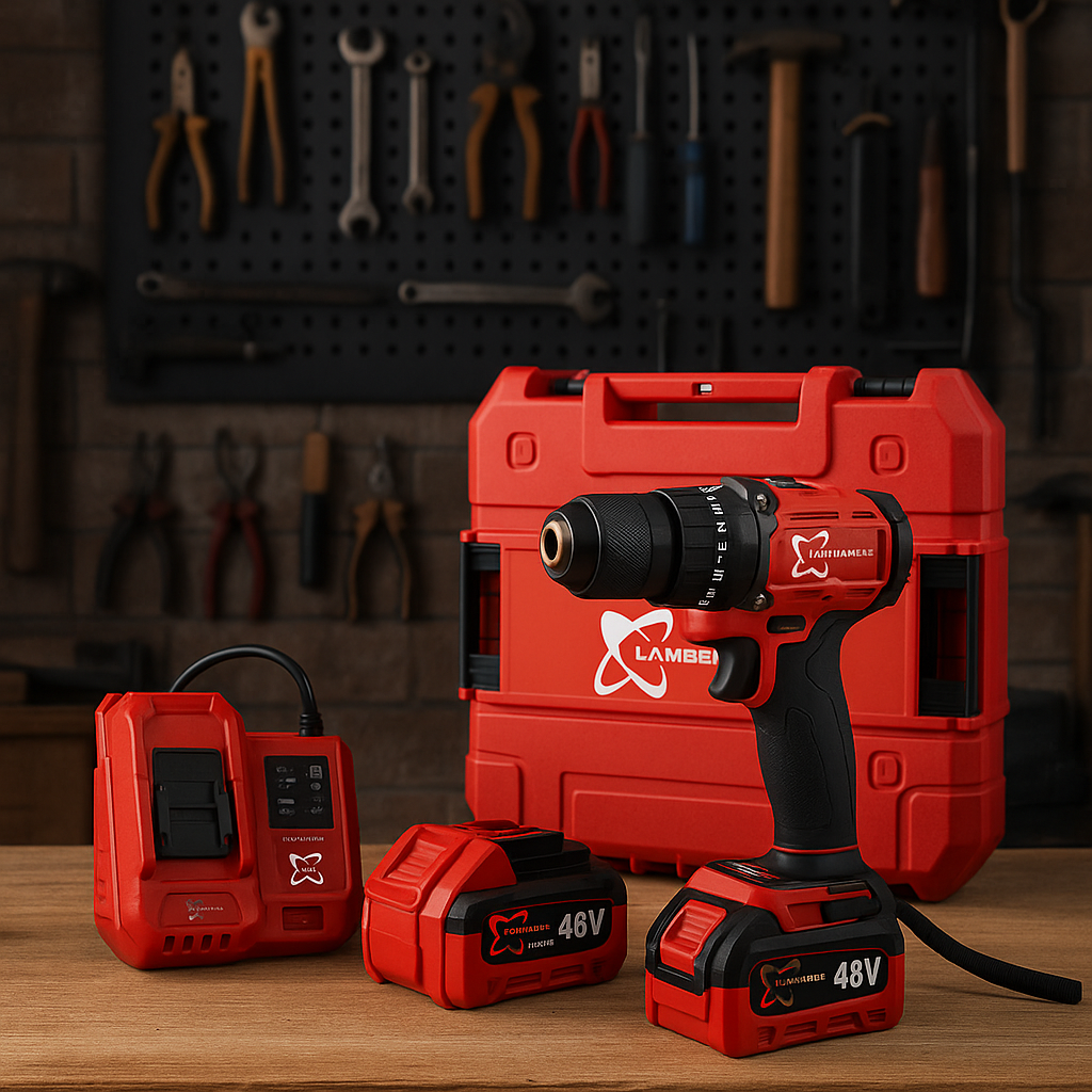 Шуруповерт Безщітковий + 2 АКБ 2Ah + Металевий патрон LAMBENT STAR 48V, фото 1