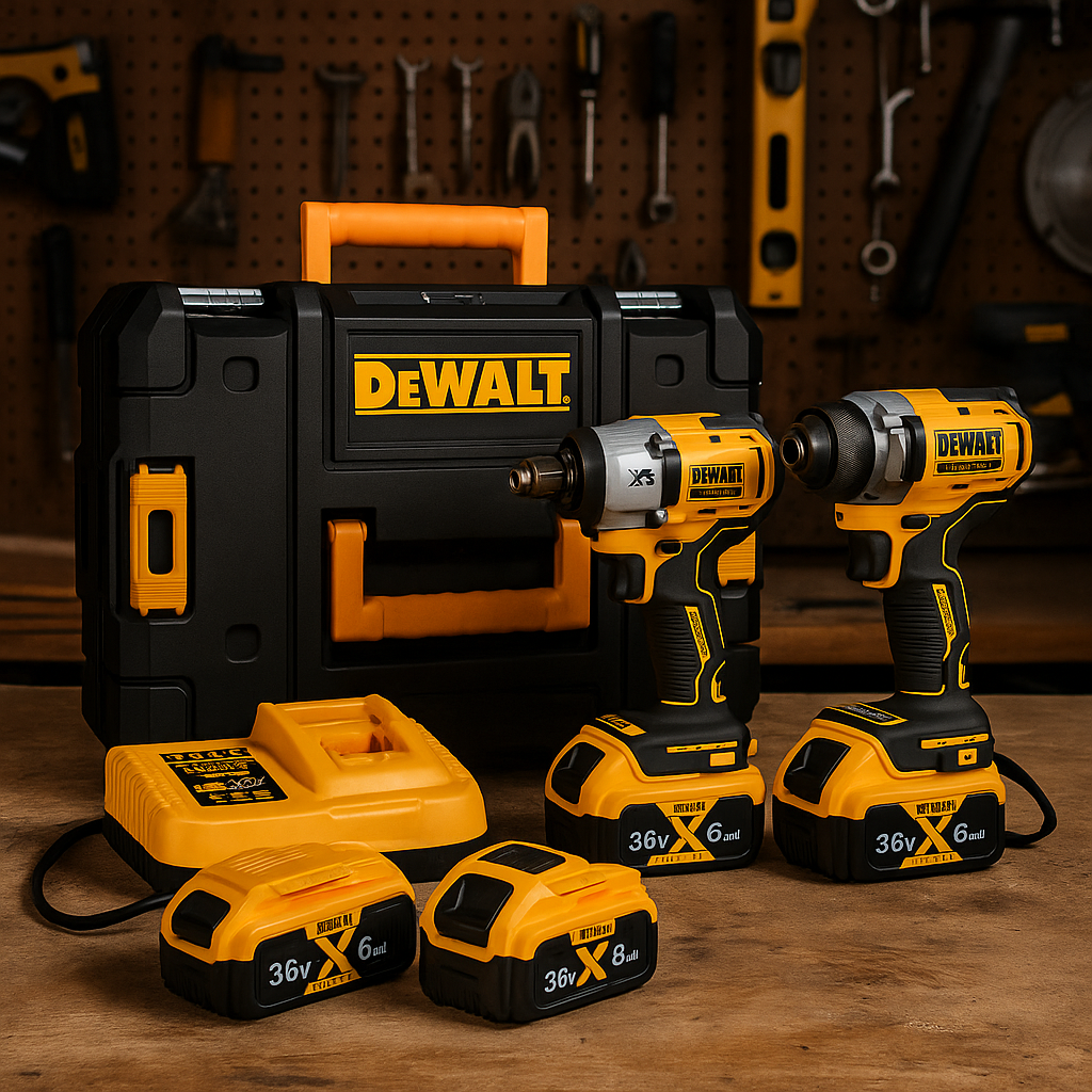 Набір інструментів DeWalt XR 36V 2в1 (шурупокрут + гайковерт, 2 аккумулятори, кейс), фото 1