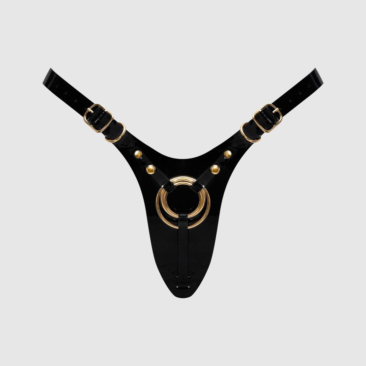 Трусики для страпону Strap-On-Me Leatherette Harness Fabulous — One Size — Black Glossy