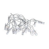 Гірлянда-нитка прищіпки 20 LED довжина 2 метри теплий білий USB, фото 6