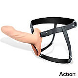 Страпон для чоловіків, пристібний фалоімітатор Action Strap-On Hollow Dildo преміальний силікон 27,5 см, фото 3