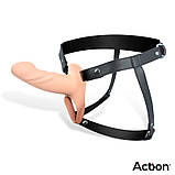 Страпон для чоловіків, пристібний фалоімітатор Hollow Dildo Premium Silicone Size S Flesh, фото 3