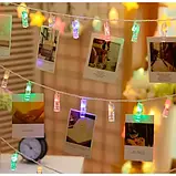 Гірлянда-нитка прищіпки 20 LED довжина 2 метри мультиколор на батарейках, фото 6