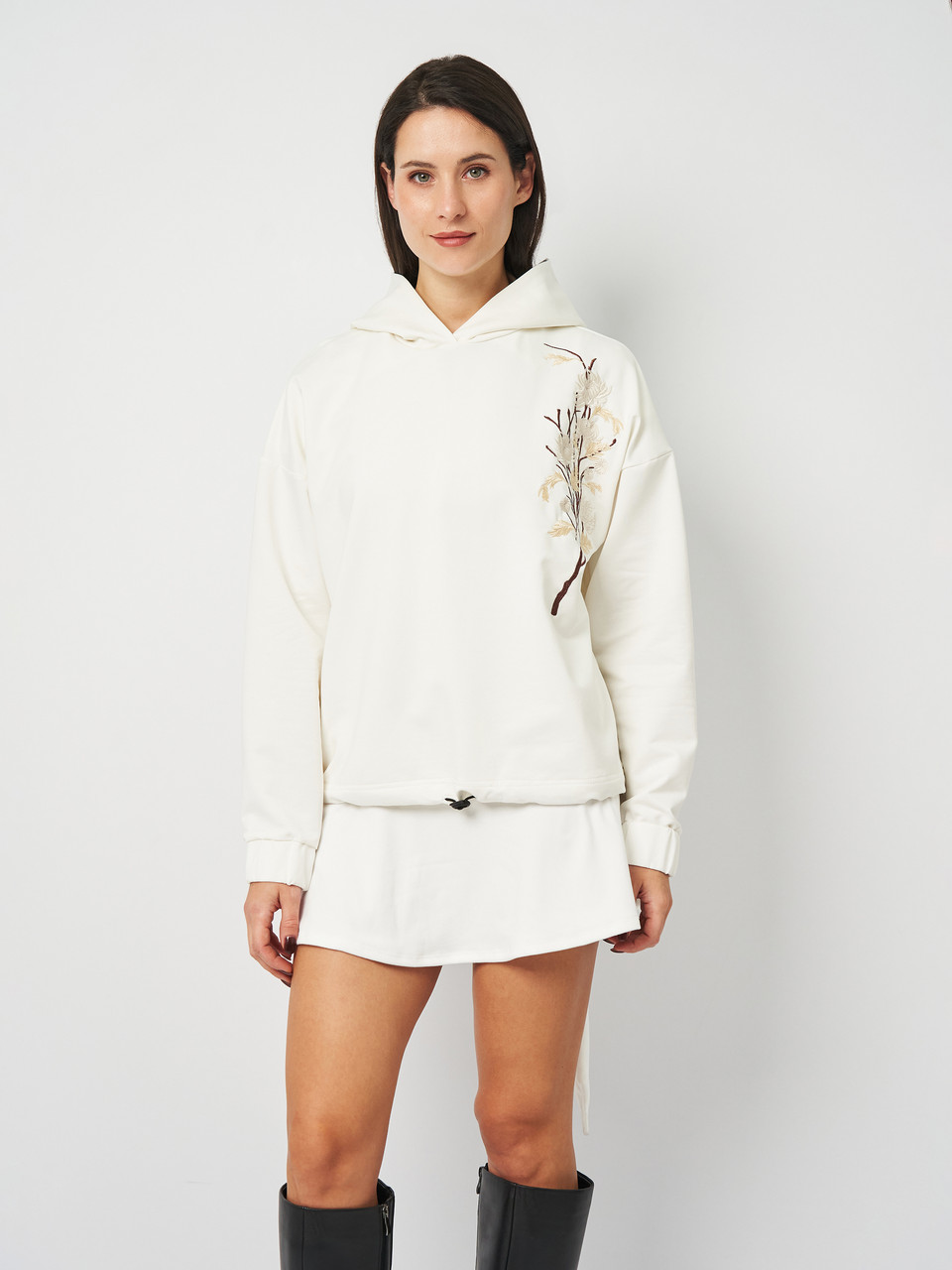 Худі жіноче Мальта 25/Ж616/1-13-В з вишивкою Квіти S молочний (2901000464633), фото 1
