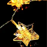 Гірлянда-нитка прищіпки зірочки 20 LED довжина 3 метри теплий білий USB, фото 6