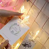 Гірлянда-нитка прищіпки зірочки 20 LED довжина 3 метри теплий білий USB, фото 8