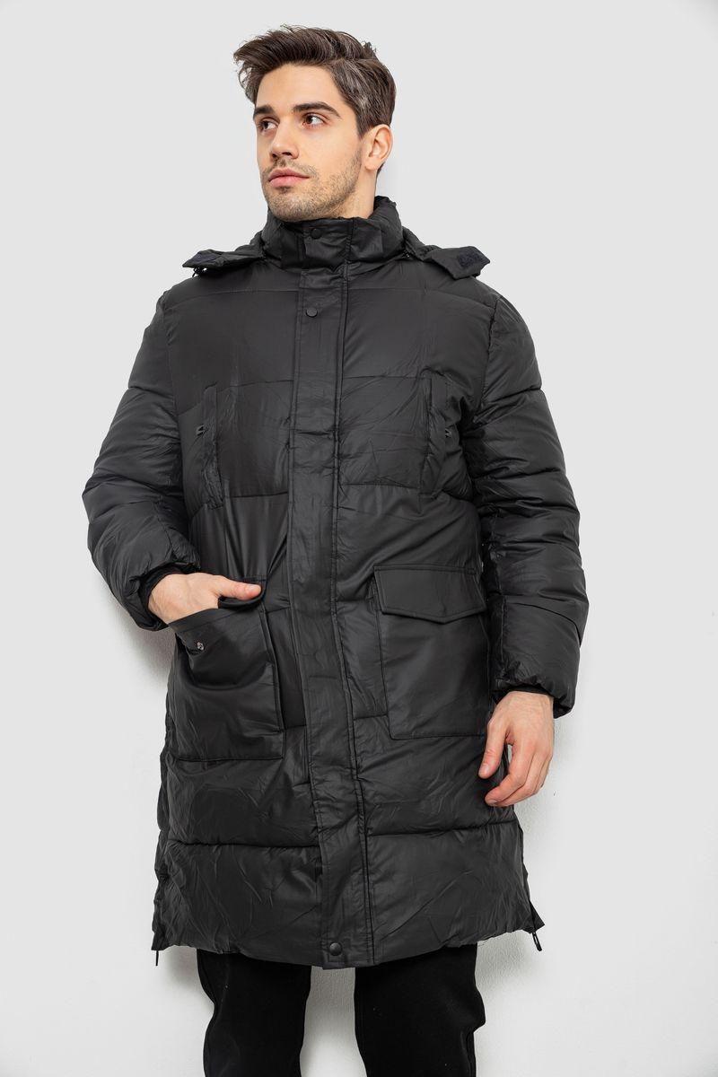 Куртка чоловіча зимова подовжена, колір чорний, 244RH76-30D, фото 1