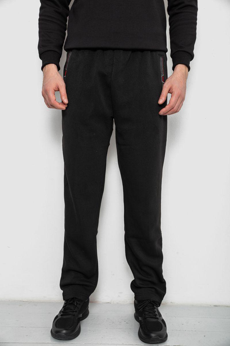 Спортивні штани на флісі, колір чорний, 244R41597, фото 1