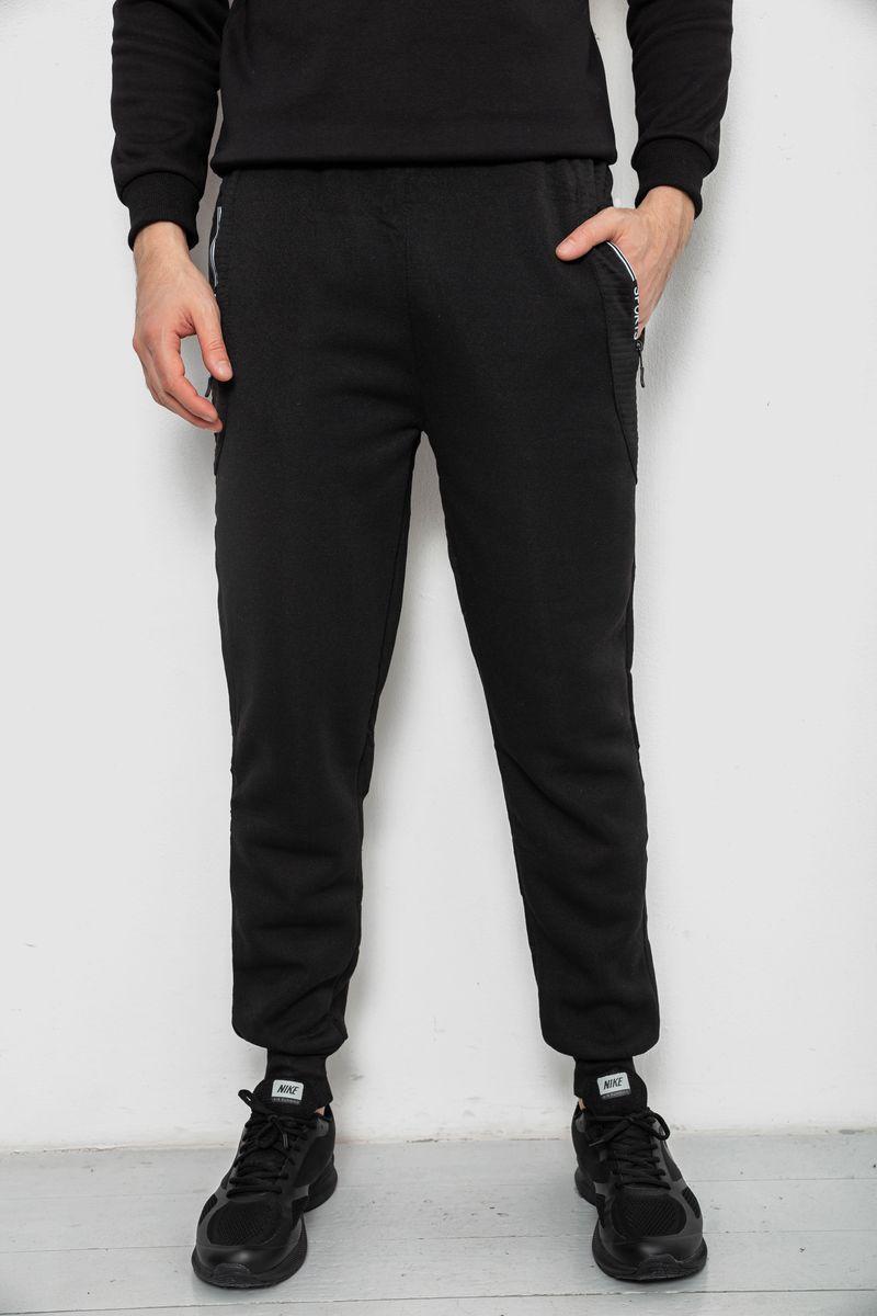 Спортивні штани чоловічі на флісі, колір чорний, 244R6120, фото 1