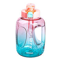 Пляшка для води спортивна 1.6 л пластикова з трубочкою з ремінцем 22 см Рожева HP-14-35P