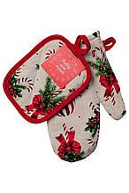 Набір новорічний рукавиця та прихватка для гарячого STRIPE BALLS ТМ ПРОВАНС