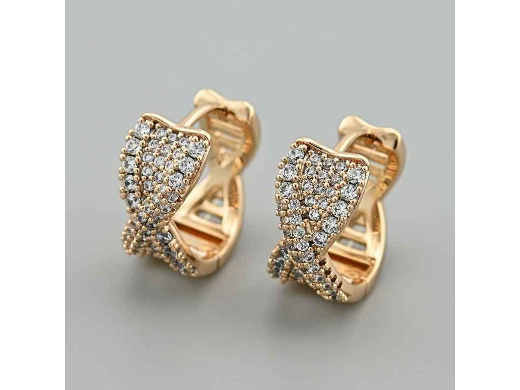 Сережки Скарлет 55611 14х7мм білі фіаніти позолота 18К ТМ XUPING, фото 1