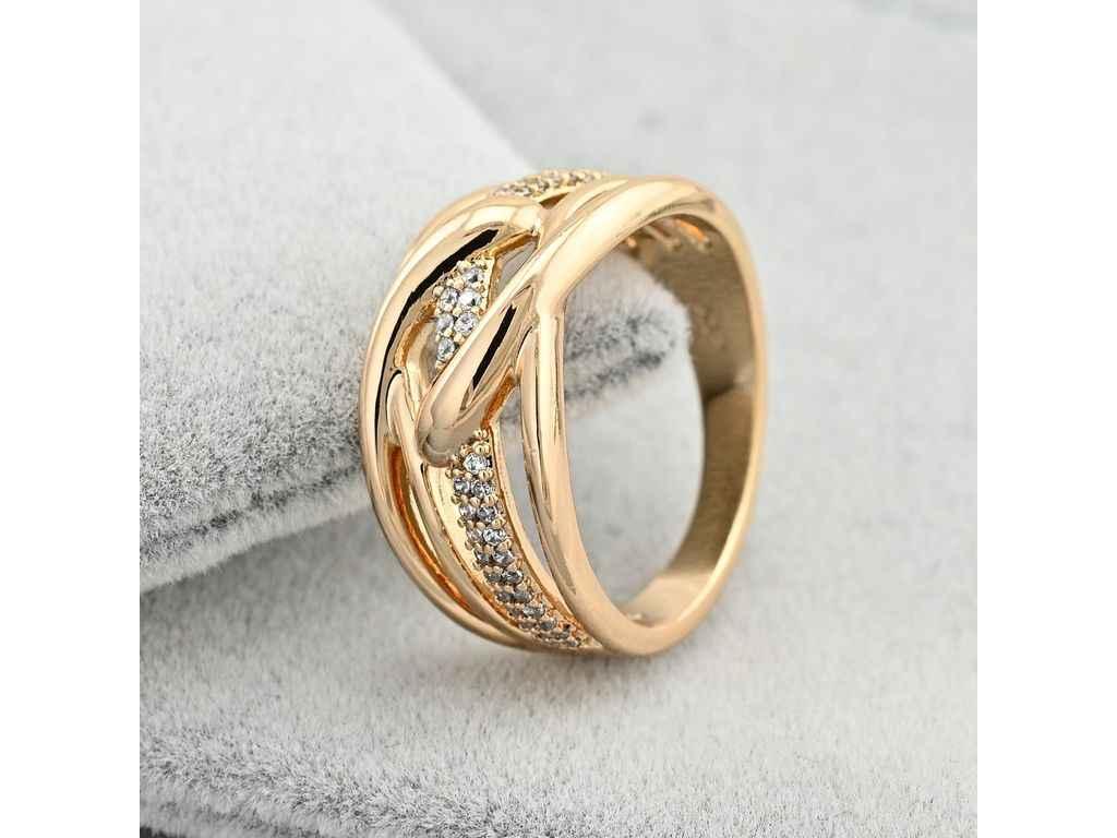 Каблучка Айвенго 40813 9мм білі фіаніти позолота 18К р.17 ТМ XUPING, фото 1