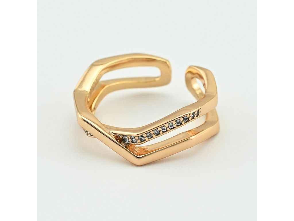 Каблучка Дзеркальність 44280 6мм білі фіаніти позолота 18К р.19 ТМ XUPING, фото 1