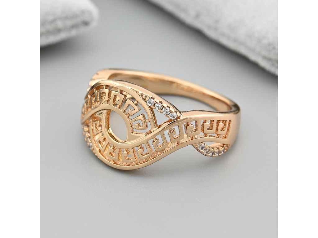 Каблучка Албанія 39626 12мм білі фіаніти позолота 18К р.17 ТМ XUPING, фото 1