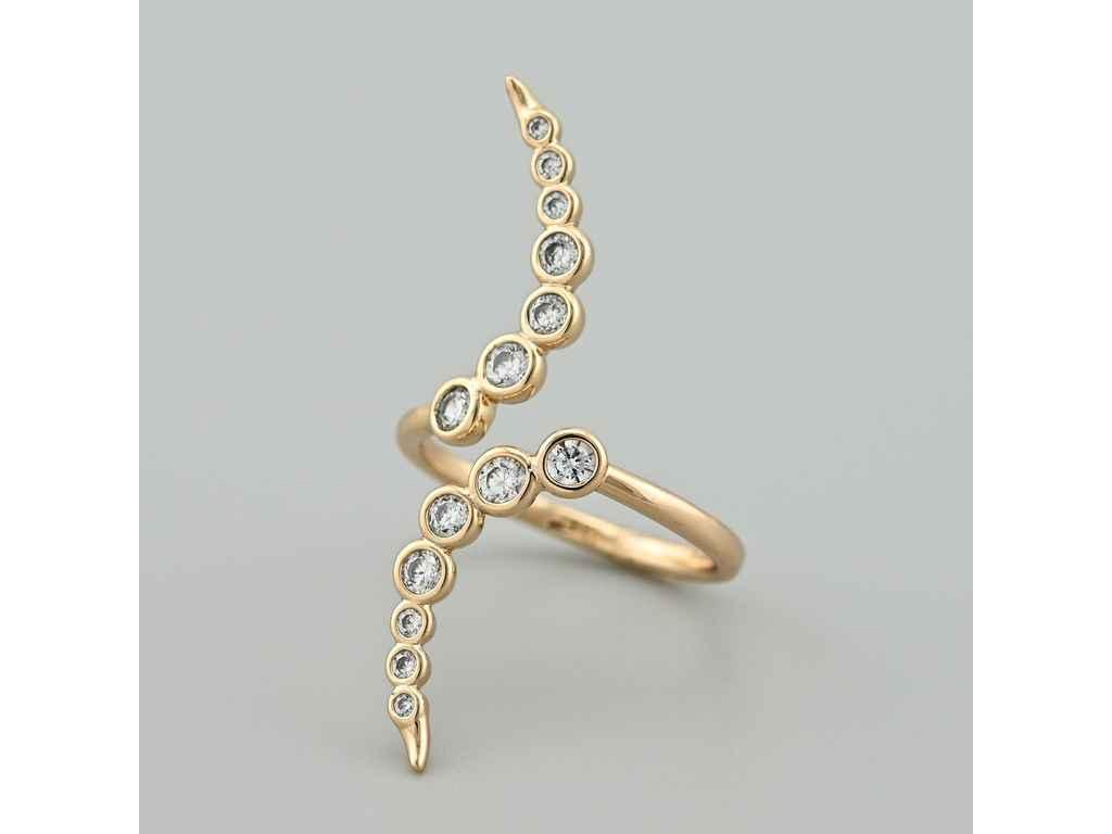 Каблучка Напрямок 46891 35мм білі фіаніти позолота 18К р.16 ТМ XUPING, фото 1