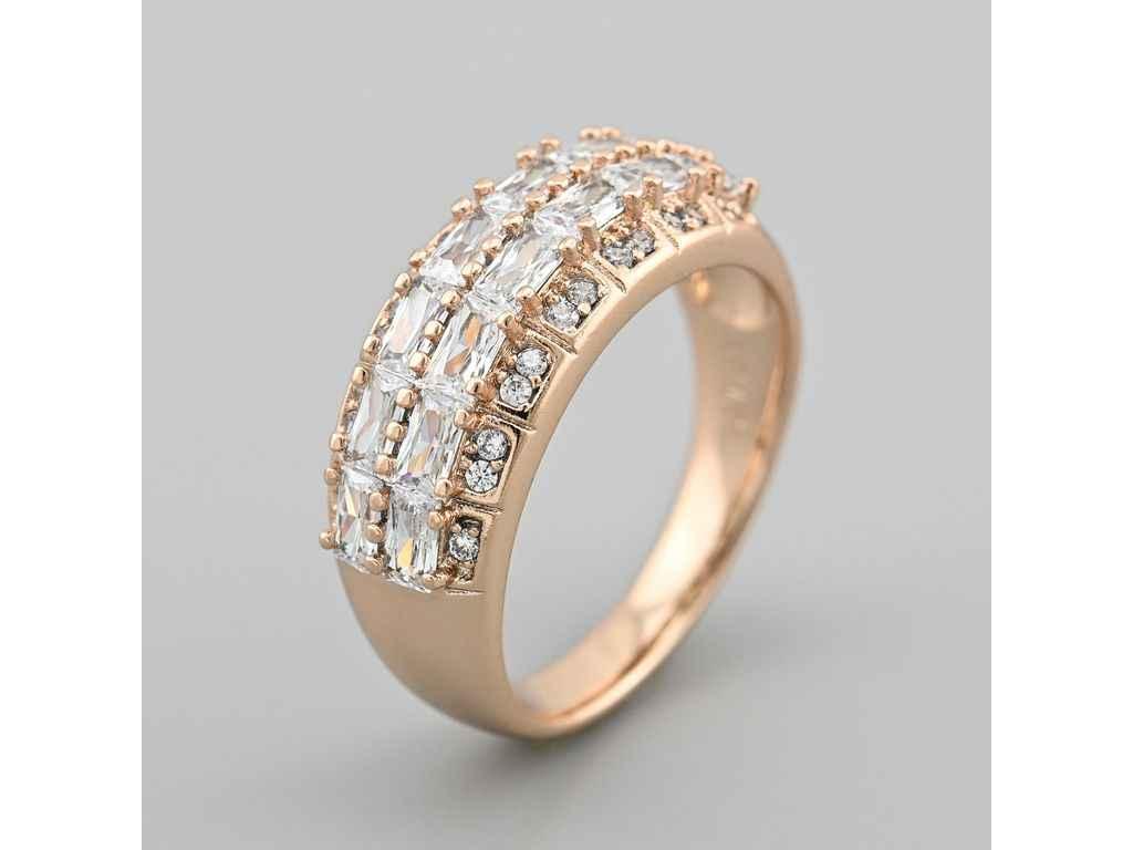 Каблучка Джанет 48510 8мм білі фіаніти позолота 18К р.17 ТМ XUPING, фото 1