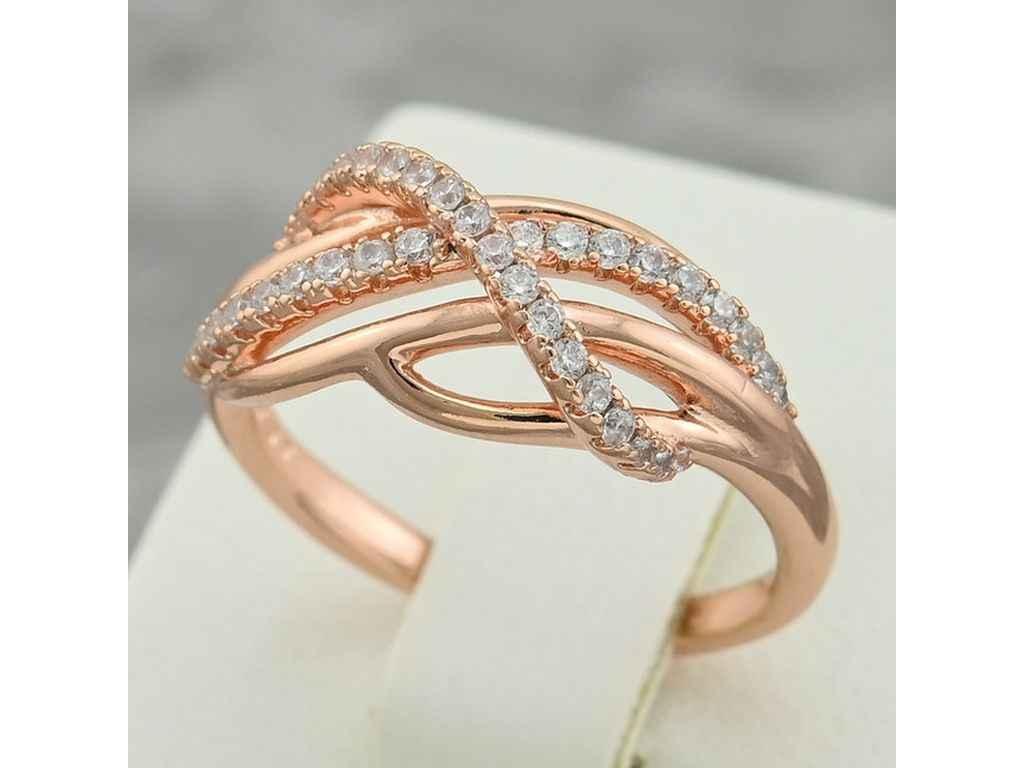 Каблучка 15296 білі фіаніти 7мм позолота РО р.17 ТМ XUPING, фото 1