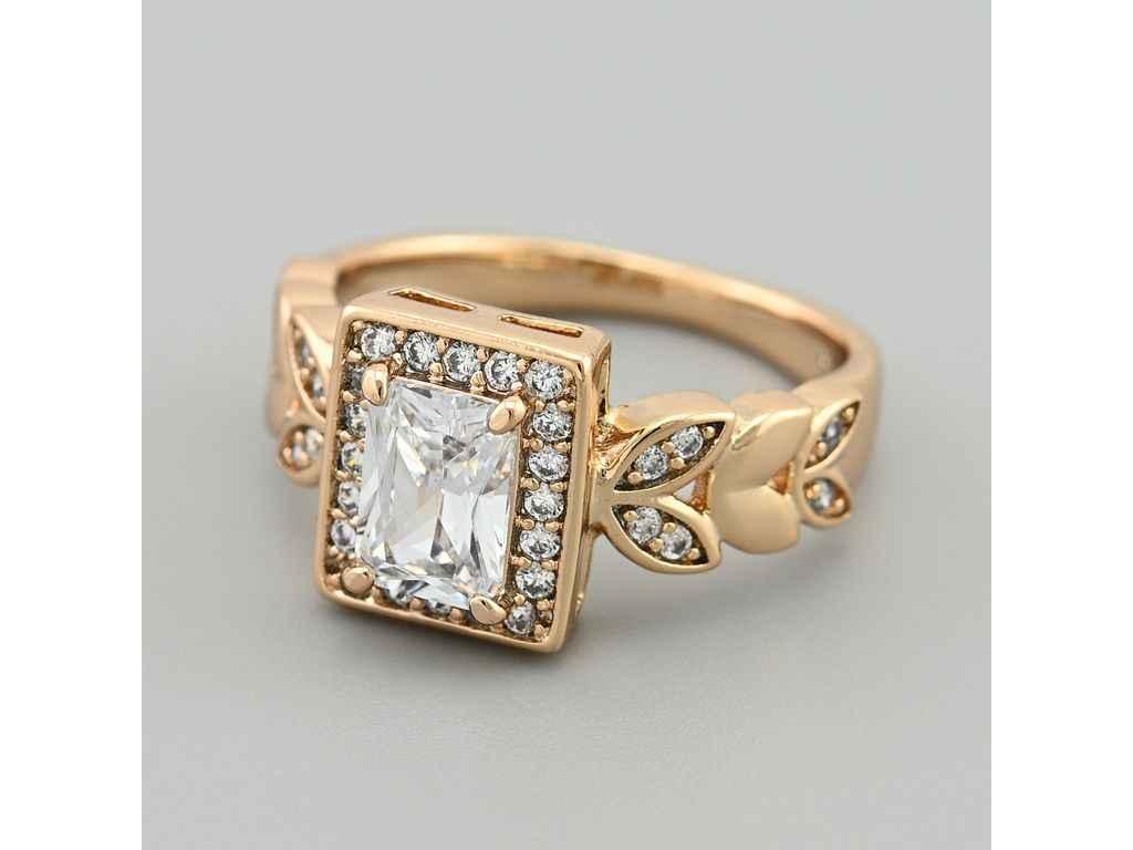 Каблучка Дебора 48552 10мм білі фіаніти позолота 18К р.17 ТМ XUPING, фото 1