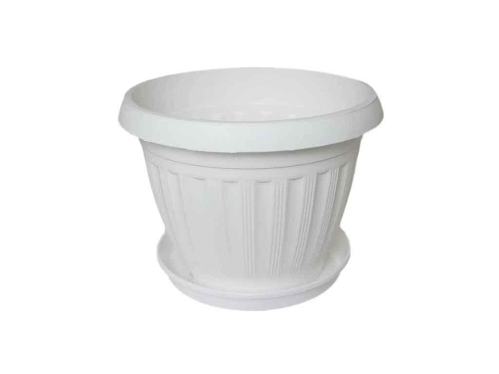 Горщик для квітів 8л Бутони 280мм білий ТМ ЕТАЛОН-С, фото 1