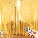 Гірлянда штора водоспад LED 200 теплий білий USB, фото 5