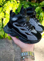 Дитячі хайтопи колір Dark Ocean, модні кросівки для хлопчиків, демісезонне взуття весна-осінь, розміри 32-37, чорно-сірий колір