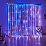 Гірлянда штора-водоспад LED 200 мультиколор USB, фото 5