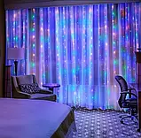 Гірлянда штора-водоспад LED 200 мультиколор USB, фото 2