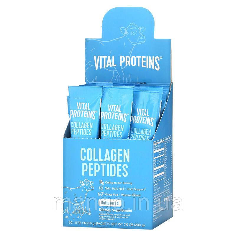 Пептиди колагену, Collagen Peptides, Vital Proteins, без смаку, 20 пакетиків по 10 г, фото 1
