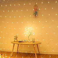 Гірлянда штора сетка LED 192 теплий білий 220В