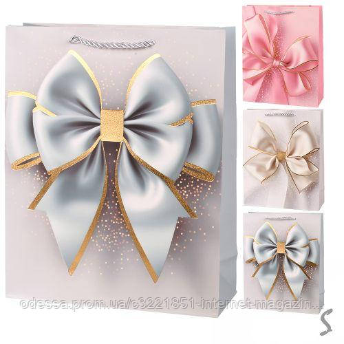 Пакет подарунковий паперовий M "Bow" 26*32*10см [Склад зберігання: Одеса №3]