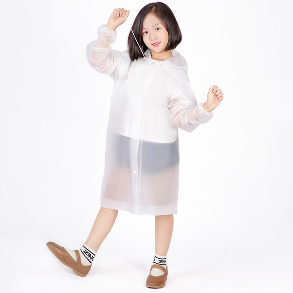 Дитячий дощовик із капюшоном на кнопках з EVA. Білий