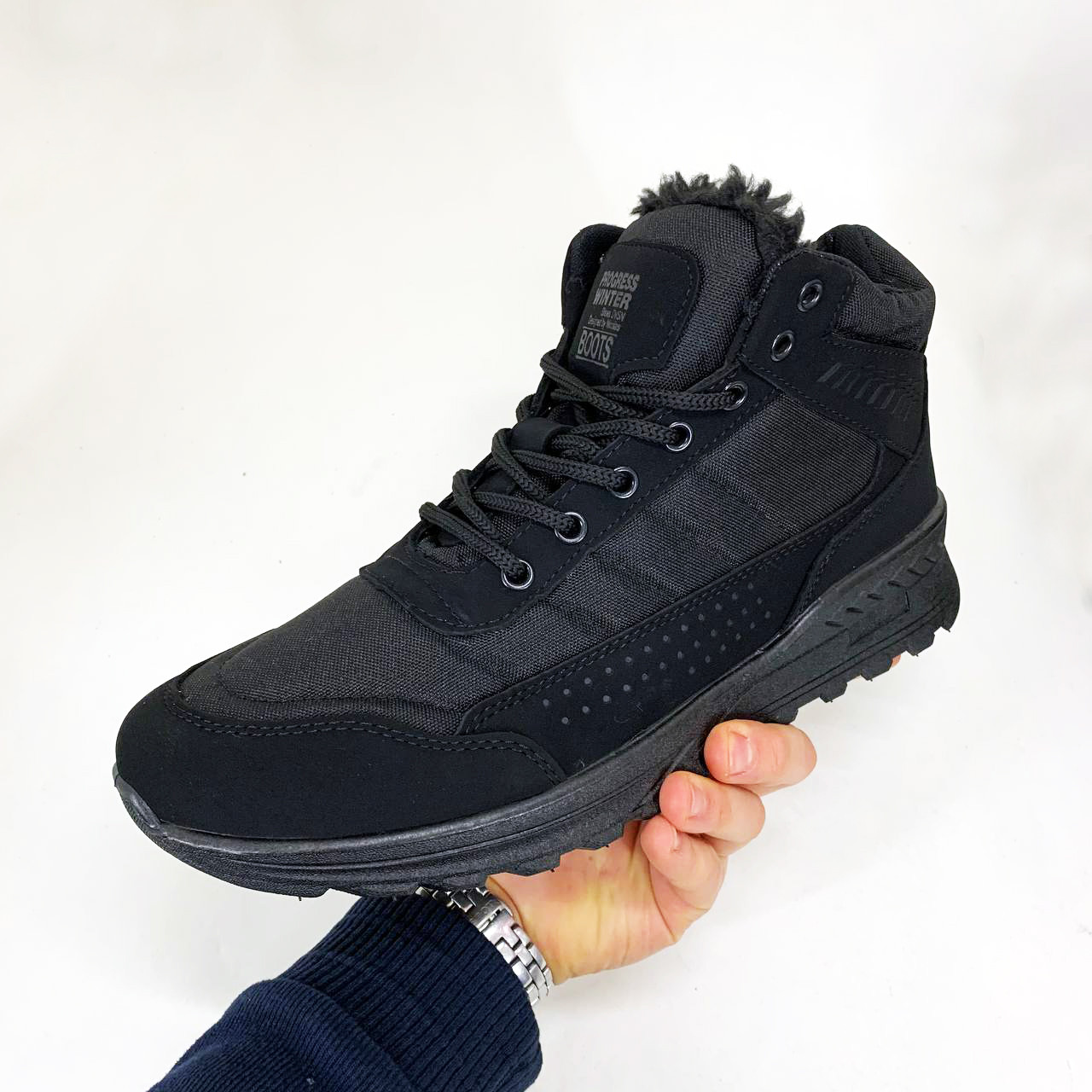 Осіннє утеплене взуття, Високі кросівки термо, Зимові чоловічі кросівки чоловічі нові NE-72, фото 1