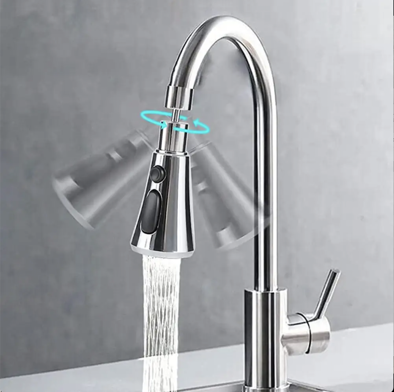 Насадка аератор на кухонний змішувач для економії води. Срібло