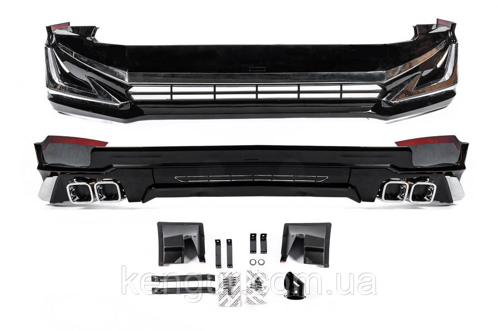 Накладки на передній і задній бампер Modelista V3-LED (2017-) Білий колір для Toyota Land Cruiser Prado 150 2009-2023 рр, фото 1
