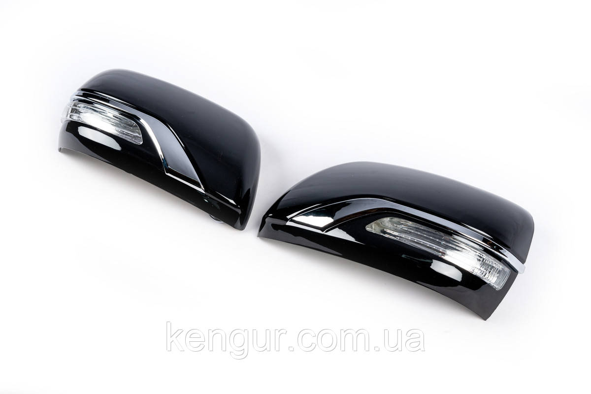 Кришки дзеркал (з повторювачем, стиль 2016) Чорний колір для Toyota Land Cruiser Prado 150 2009-2023 рр, фото 1