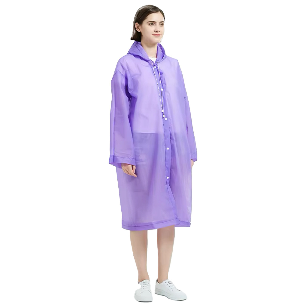 Дощовик з капюшоном EVA Raincoat на кнопках фіолетовий