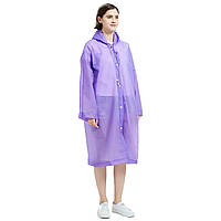 Дощовик з капюшоном EVA Raincoat на кнопках фіолетовий