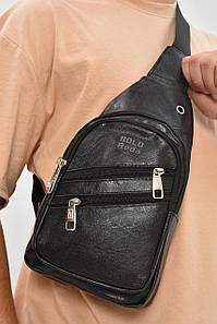 Сумка чоловіча через плече з екошкіри чорного кольору 207237P