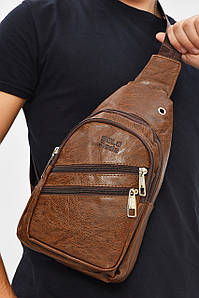 Сумка чоловіча через плече з екошкіри коричневого кольору 207238P