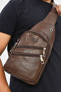 Сумка чоловіча через плече з екошкіри темно-коричневого кольору 207240P