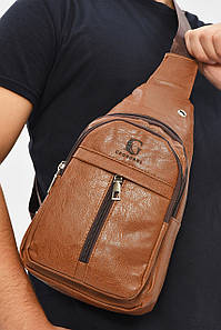 Сумка чоловіча через плече з екошкіри коричневого кольору 207241P