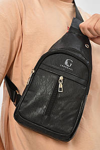 Сумка чоловіча через плече з екошкіри чорного кольору 207242P