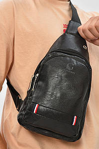 Сумка чоловіча через плече з екошкіри чорного кольору 207244P