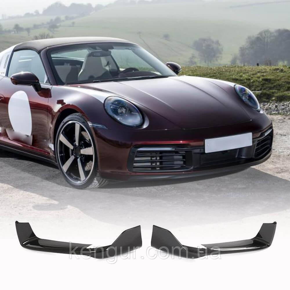 Накладки на передній бампер Flap (для Carrera 4 S 4S, Карбон) для Porsche 911 2018- рр, фото 1